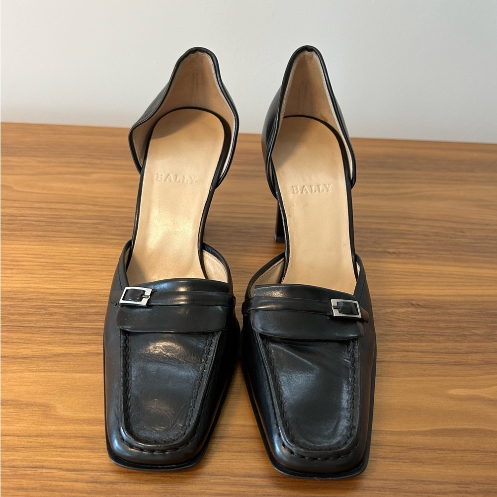 NEW, BALLY Sleek Black Leather High Heels Women’s Size US 7,5 EU 38 - Picture 4 of 7